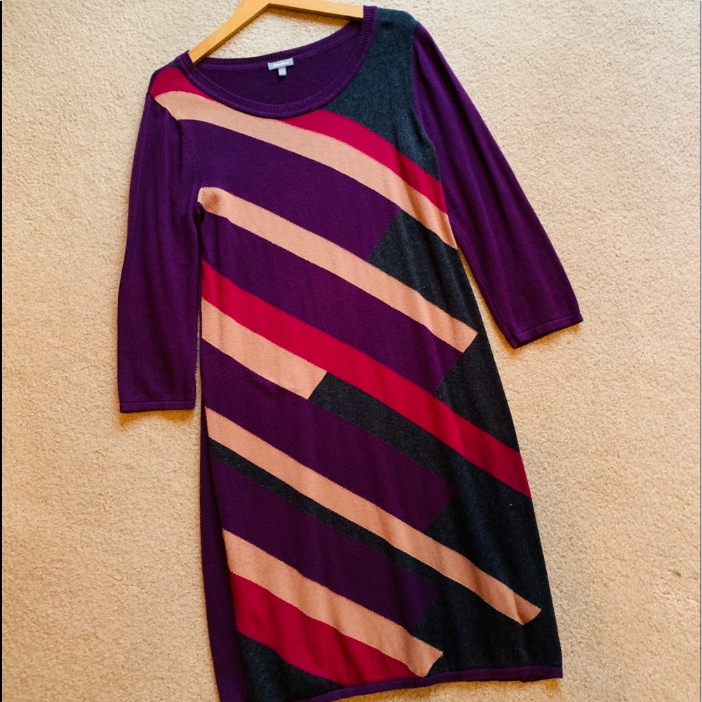 Neiman Marcus Multicolor Block Half Sleeve Dress